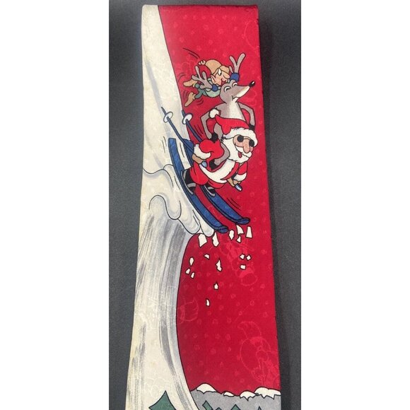 Hallmark Mens Neck Tie Santa Elf's Red Christmas Tree Dear Novelty Holidays 56" - Picture 2 of 8